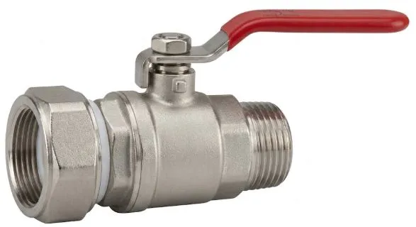 Produit Vanne à boule avec entrée femelle PAS GAZ et sortie mâle MACON - Laiton nickelé Image