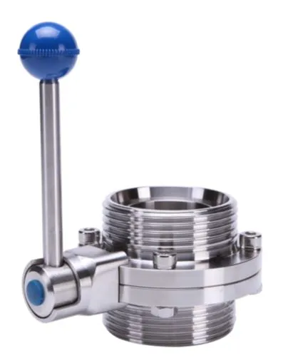 Produit Vanne papillon avec nez fileté / sortie femelle MACON et joint alcool - Inox 316L Image