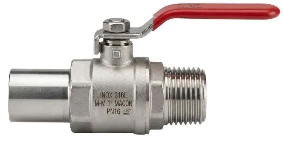 Produit Vanne à boule purge avec bout lisse et nez fileté MACON - Inox 316L Image